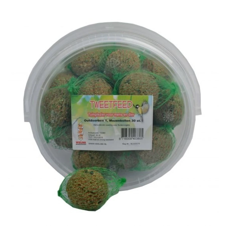 Tweetfeed Outdoorbox Mezenbollen 30 Stuks 1 Tweetfeed Outdoorbox Mezenbollen 30 Stuks